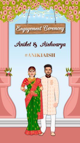 Maharashtrian Engagement Caricature Invitation Video WCIV0007