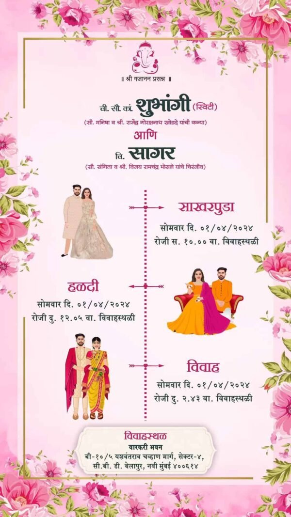 Wedding Invitation Card Marathi WICM005