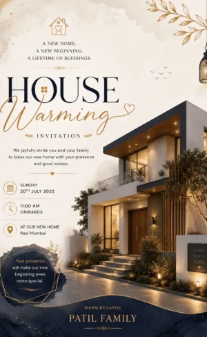 Premium Modern House Warming Invitation Card for Griha Pravesh and Vastu Shanti Ceremony HWICE-11